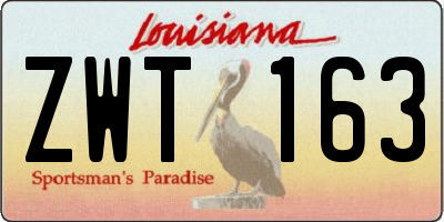 LA license plate ZWT163