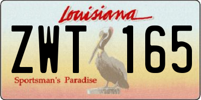 LA license plate ZWT165