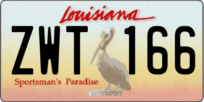 LA license plate ZWT166