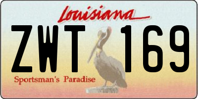 LA license plate ZWT169