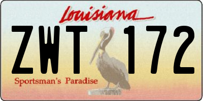 LA license plate ZWT172