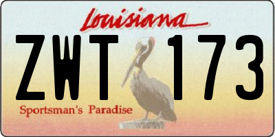 LA license plate ZWT173