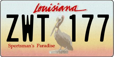 LA license plate ZWT177