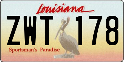 LA license plate ZWT178