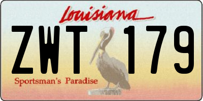 LA license plate ZWT179