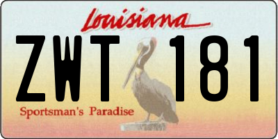 LA license plate ZWT181