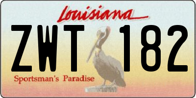 LA license plate ZWT182