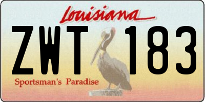 LA license plate ZWT183