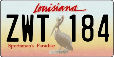 LA license plate ZWT184