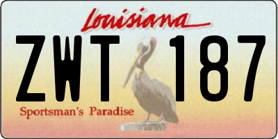 LA license plate ZWT187