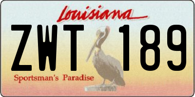 LA license plate ZWT189