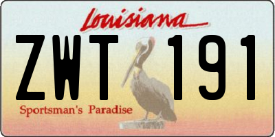 LA license plate ZWT191