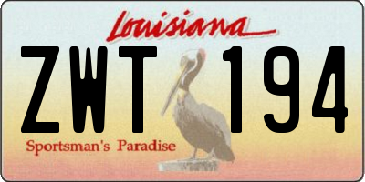 LA license plate ZWT194