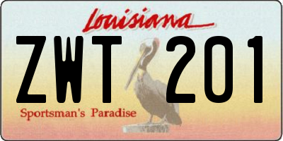 LA license plate ZWT201