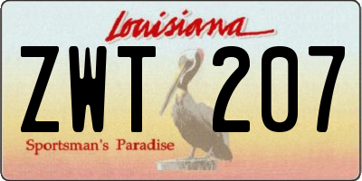 LA license plate ZWT207