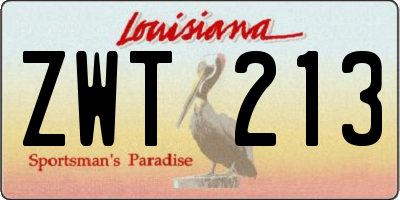 LA license plate ZWT213