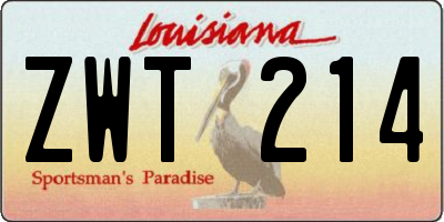 LA license plate ZWT214