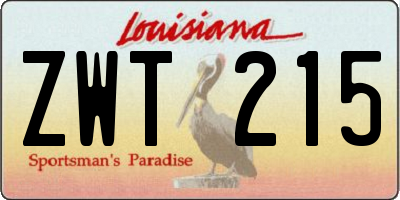 LA license plate ZWT215
