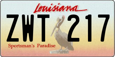 LA license plate ZWT217