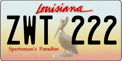 LA license plate ZWT222