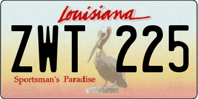 LA license plate ZWT225