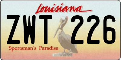 LA license plate ZWT226
