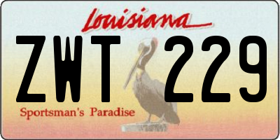 LA license plate ZWT229