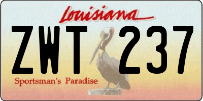 LA license plate ZWT237