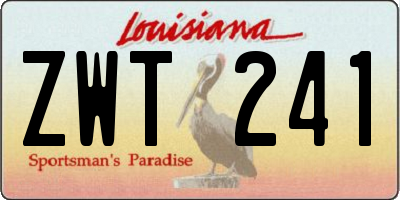 LA license plate ZWT241