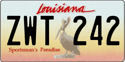 LA license plate ZWT242