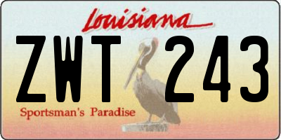 LA license plate ZWT243