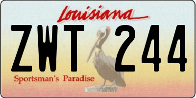 LA license plate ZWT244
