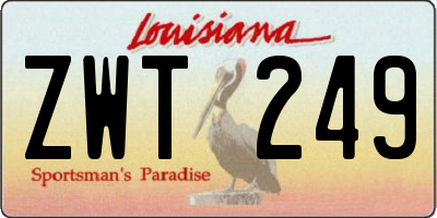LA license plate ZWT249
