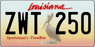 LA license plate ZWT250