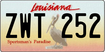 LA license plate ZWT252