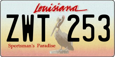 LA license plate ZWT253