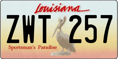 LA license plate ZWT257