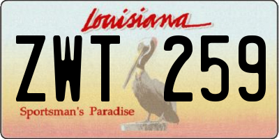 LA license plate ZWT259