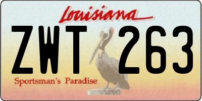 LA license plate ZWT263