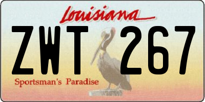 LA license plate ZWT267