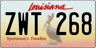 LA license plate ZWT268