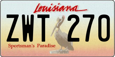 LA license plate ZWT270