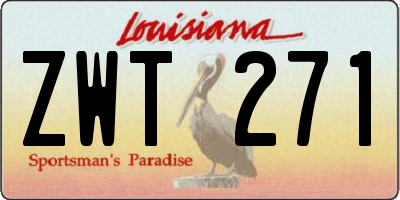 LA license plate ZWT271