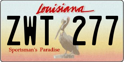 LA license plate ZWT277