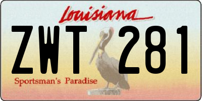 LA license plate ZWT281