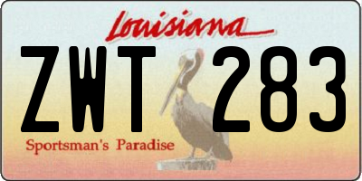 LA license plate ZWT283