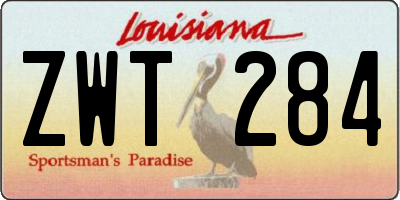 LA license plate ZWT284