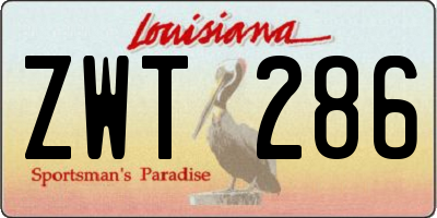 LA license plate ZWT286