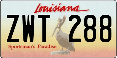 LA license plate ZWT288