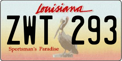 LA license plate ZWT293